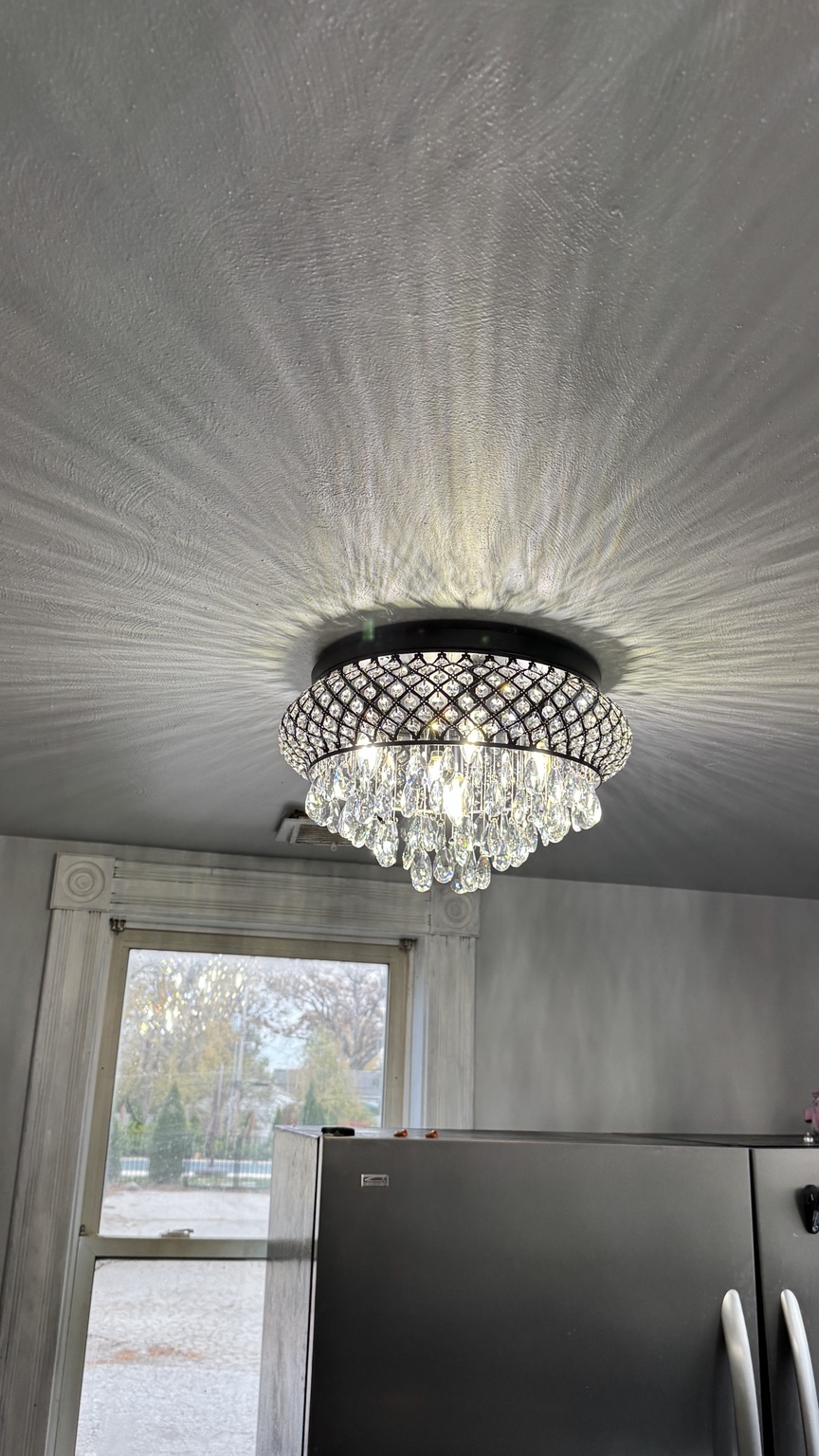 Illuminated crystal flush-mount ceiling fixture